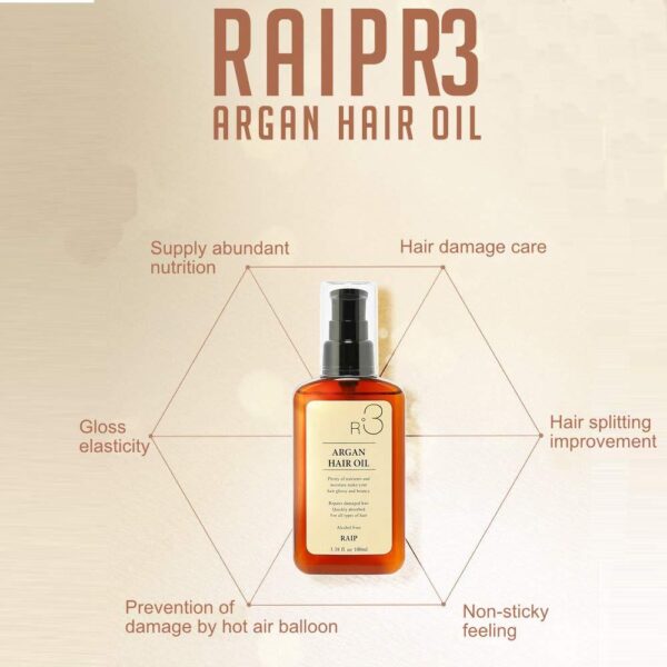 RAIP R3 Argan Hair Oil 100ml For all types of hair. Alcohol Free (Original)